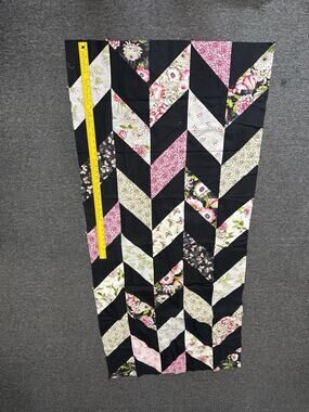 Lot of Black Pink Green Patchwork Quilt Blocks Handmade squares Quilting Strips.